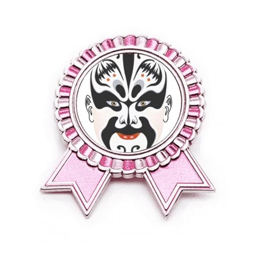 Broche Zhangfei Opéra de Pékin en métal rose pour égayer un vêtement trop triste