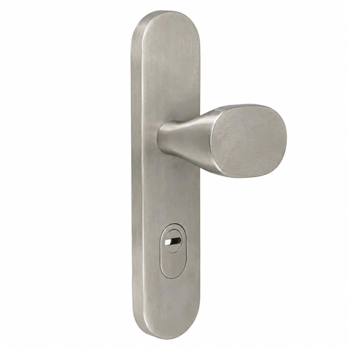 MS Beschläge Haustür Wechselgarnitur Edelstahl 10/92mm mit Kernziehschutz - Schutzbeschlag mit Außenschild und Innenrosetten - Kombibeschlag Türdrücker PZ matt geb. (Griffplatte/Drücker, DIN rechts)