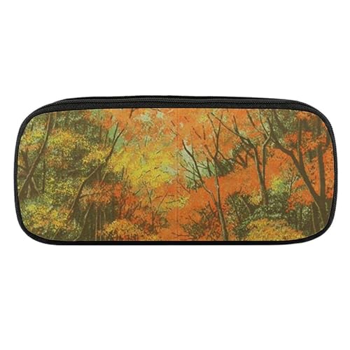 ペンケース 筆箱 大容量 軽量 秋の木 秋 落ち葉の紅葉 玉石の道 筆入れ ふでばこ ペンポーチ 多機能 コンパクト シンプル おしゃれ 中小学生 高校生 女の子 男の子