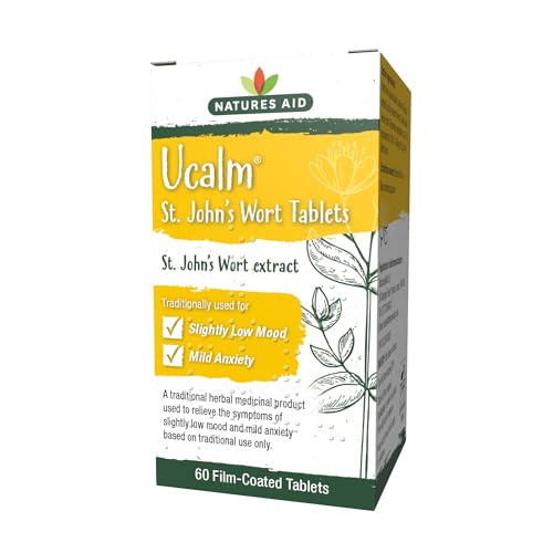 Price comparison product image Natures Aid Ucalm St John's Wort,  Relief of Symptoms of Slightly Low Mood and Mild Anxiety,  Vegan