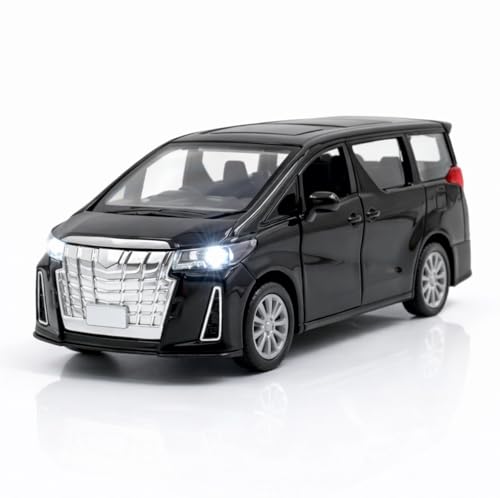 Image of 1:36 Scale Alphard Toy Car - Toyota Vellfire Die-Cast Mini Metal Pull Back MPV with Openable Doors, Lights & Music - Alloy Model Vehicle for Kids, Boys & Collectors【Black】