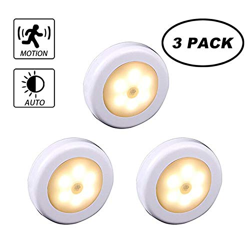 Preisvergleich Produktbild WRalwaysLX LED-Schrankleuchte mit Bewegungssensor, für Treppen, Flur, Schrank, Küche, Schlafzimmer, 3er-Pack (009 3pcs Warm Light-White Shell)