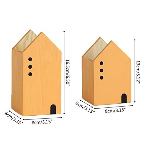 Pot à crayons en bois pour enfants et adultes - Organiseur bleu maison pour ranger le bureau