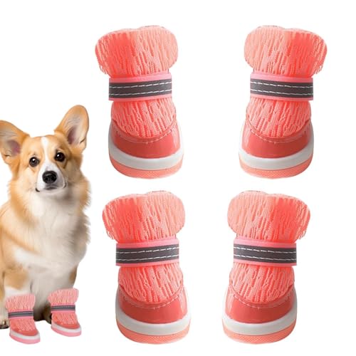 Dog Shoes - Non-Slip Puppy Paw Protectors | Anti-Slip Dog Shoes for Walking | 4 Pieces Breathable Paw Protectors for Hiking Camp