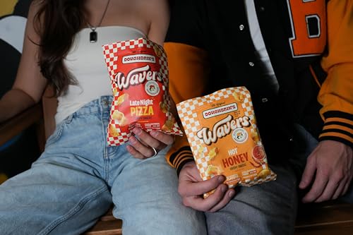 Image of WAVERS by Doughbrik's Snacks, Hot Honey Flavor 0.5 oz Bags, Crispy Crunchy Texture Perfect Anytime Snack Made in the USA (48-Pack)