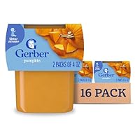 Gerber Stage 2 Baby Food, Pumpkin Puree Tubs, No Artificial Colors or Flavors, Baby Puree, 16-Pack