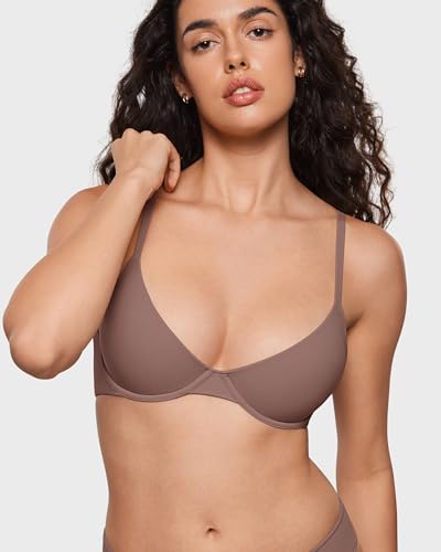 Image of INLYRIC Women's Inbarely Plus Balconette Bra - Lightly Padded Underwire Sexy Tshirt Demi Bras Supportive