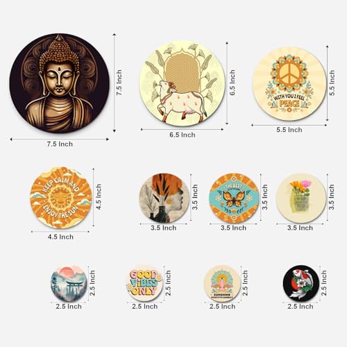 Image of RADIQORE Set of 11 Designer MDF Wooden Wall Hanging for Home Decoration | Office | Gift | Wall Decor Hanging Items | Wall Art | Living Room | Bedroom (budha)