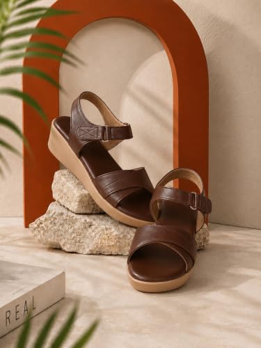 Image of TRASE Stylish Wedges Heels Sandals For Women, Comfortable Heel, Ankle Straps