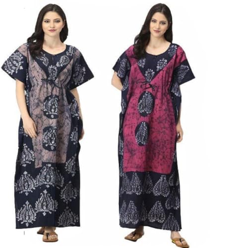 Robe de nuit longue coton lot de 2 imprimé batik pour vos soirées cocooning