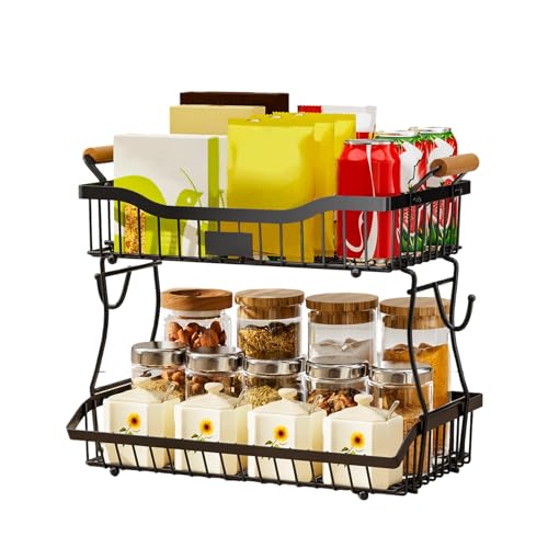 Cesto di frutta da appoggio, staffa a 2 ripiani per alimenti, organizer per verdure di grande capacità, per cucina, ufficio, dispensa, armadio, piano di lavoro, centrotavola, verdura, frutta, snack