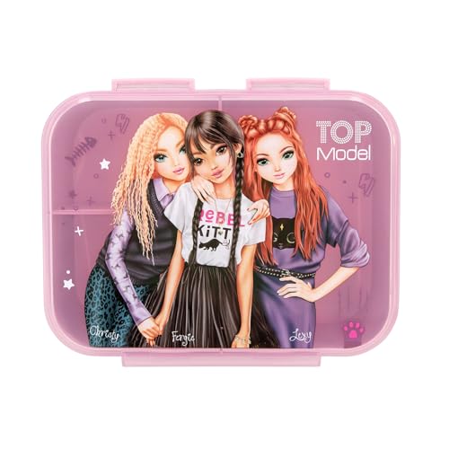 Depesche 13257 TOPModel Rebel Kitty - Brotdose in Lila, mit Model Motiv und Leo Muster, Lunchbox mit 3 Fächern und transparentem Deckel Depesche 13257 TOPModel Rebel Kitty - Brotdose in Lila, mit Model Motiv und Leo Muster, Lunchbox mit 3 Fächern und transparentem Deckel