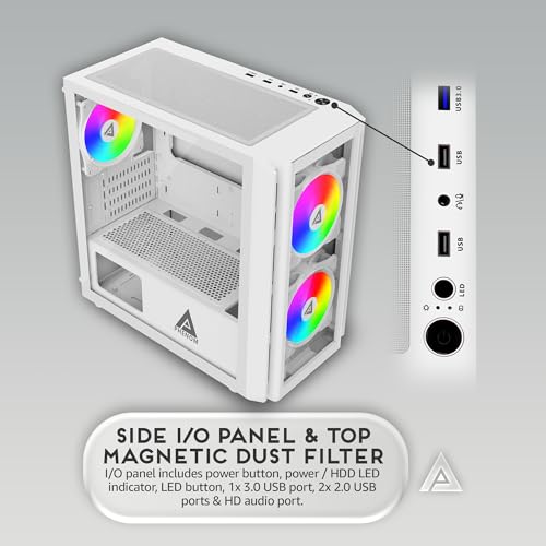 image for Apevia PHENOM-WH Phenom Micro ATX Gaming PC Case w/ 3x 120mm ARGB Fans