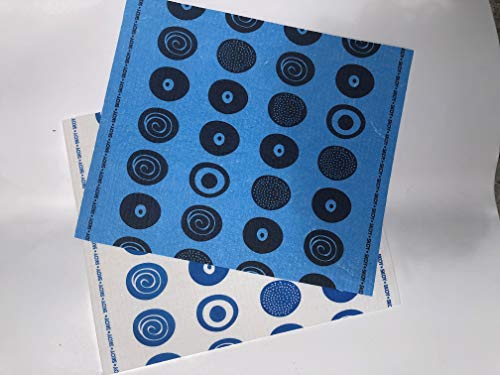 Skoy Sk108 Swedish Eco-Friendly And Reusable Dishcloth, For Kitchen And Household Use, Dishwasher Safe, Plastic-Free Packaging, Blue And White Cloth W/Circle Design-2-Pack 10X12 In, 2-Pack, 2 Count #TOP2