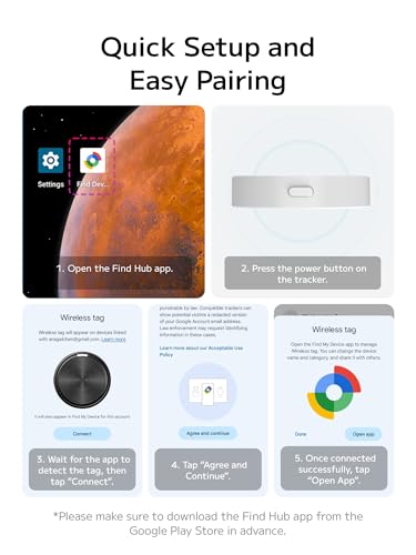 Air Tags for Android, Bluetooth Tracker Tags with Find Hub App, 2 Year Battery Life, Android Anti-Lost Luggage Tracker for Keys,Wallets,Suitcases, Compatible with Galaxy & Pixel Phone