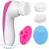 Waterproof Facial Cleansing Brush with 3 Exfoliating Brush Heads, 2 Pack Soft Silicone Face Scrubber for Women, Advanced Microdermabrasion Face Wash Brushes for Gentle Exfoliation and Deep Scrubbing