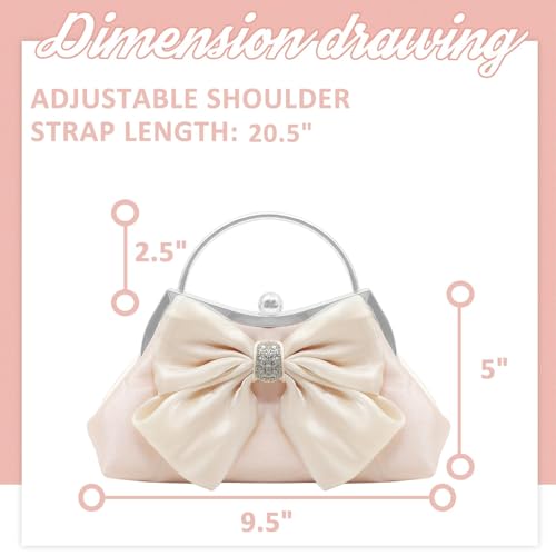 Bolso de mano para mujer, lazo, satén, rosa miniatura 4