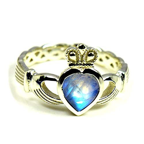 Image of Choose Your Color Natural Gemstone Irish Claddagh Silver Ring Friendship Love 55 Carat Brand Size 5 to 12