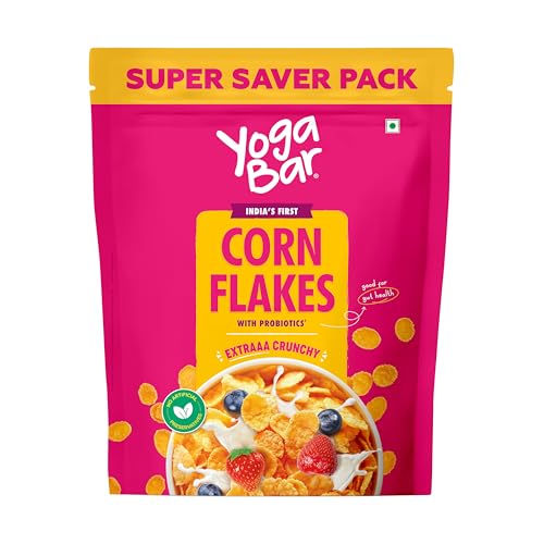 Image of Yogabar Cornflakes Original Crunchy Breakfast cereals with Probiotics,850g || Original || High Fibre | Deliciously Crunchy || Breakfast Cereal