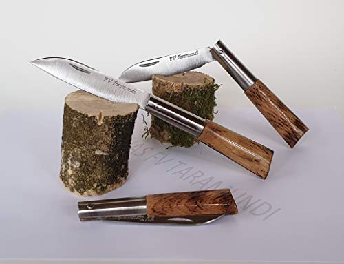 Navaja artesanal TARAMUNDI de punta recta y roble quemado Caza, Pesca, Camping, Outdoor, Supervivencia y Bushcraft + Portabotellas de regalo