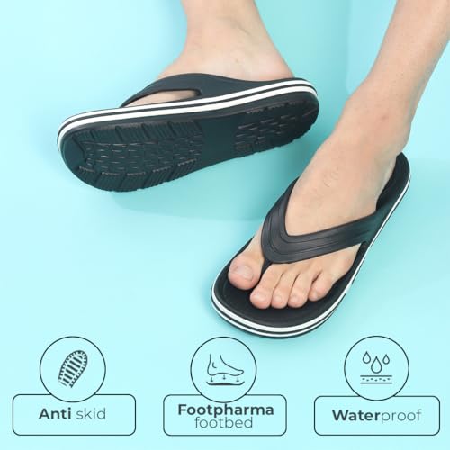 Image of YOHO Grip Orthopedic Slippers for Men | Waterproof Monsoon Footwear | Footpharma Footbed & TripleDense Foam | Anti-Skid Chappals