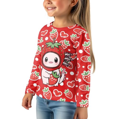 Image of WELLFLYHOM Long Sleeve T-Shirt for Boys Girls 3-16 Years Old Tee Tops Crewneck Pullover Shirts Fall Outfits