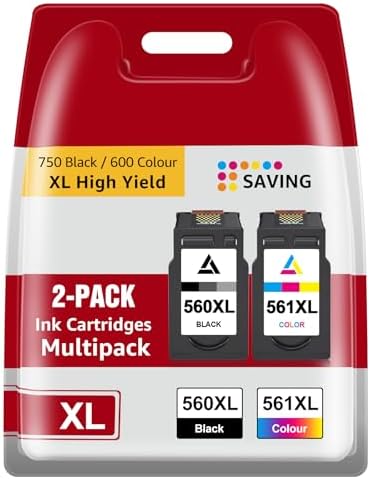 560XL 561XL Druckerpatronen Ersatz für Canon 560 561 Patronen 2er-Pack | Kompatibel mit Canon PIXMA TS5350i TS7450i TS5350 TS7450 TS7451 TS5351 TS5352 TS5353 TS5300 Serie Schwarz &