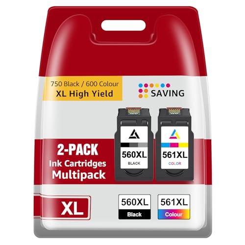 560XL 561XL Druckerpatronen Ersatz für Canon 560 561 Patronen für Canon PIXMA TS5350i TS7450i TS5350 TS7450 TS7451 TS5351 TS5352 TS5353 und TS5300 Serie Schwarz & Farbe Kombi-Set | 2er-Pack