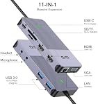 USB Station d'accueil GIQ USB C HUB USB 3.0 à double HDMI VGA Adaptateur triple affichage USB C Ordinateur portable de station d'accueil double moniteur HDMI Splitter Extender Compatible avec MacBook M1 M2 M3 M4 USB Dock-Grey