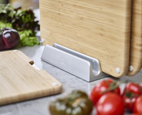Joseph Joseph Nest Boards 3-teiliges Bambusholz Schneidebrett-Set, Beidseitig Nutzbar, Rutschfeste Füße, Edelstahl-Bügel… – Ansicht 6