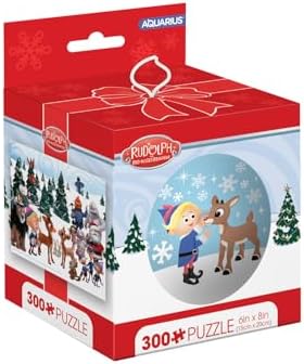 AQUARIUS Rudolph 300 Piece Jigsaw Puzzle in Tin Globe Ornament image 3