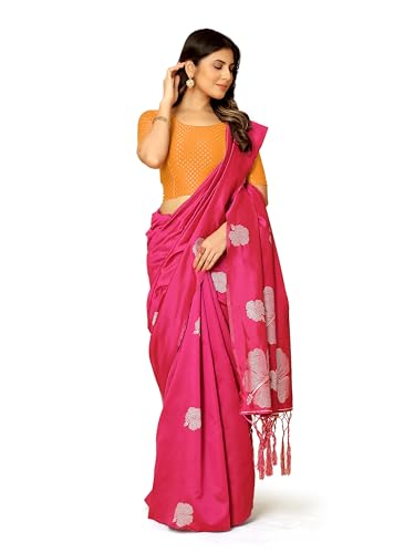 Image of Amazon Brand - Anarva Round Neck Dobby Cotton Lycra Stretchable Elbow Half Sleeve Readymade Saree Blouse for Women Stylish