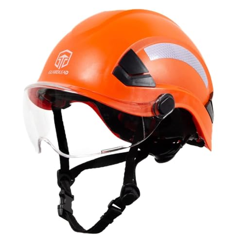 Casco de Seguridad para Obra con Ventilación Integrada y Visera Protectora - Homologado ANSI Z89.1 / CE EN397 y EN12492, Bandas Reflectantes