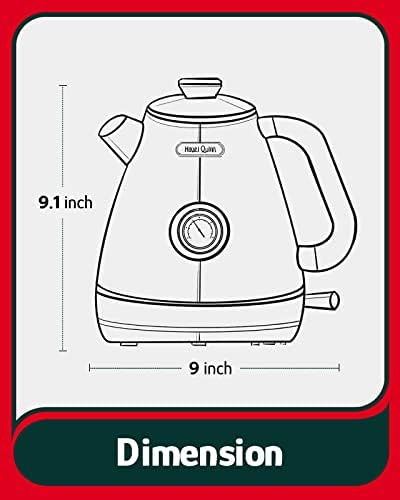 Hazel Quinn Electric Tea Kettle, Stainless Steel, Fast Boil, BPA-Free, Vintage Design, Temperature Dial, Strix Controller, Auto Shut-Off & Boil Dry Protection, 1.7 Litre, 2200 W, Mint Green