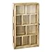 Ikee Design Wooden Collection Display Case with Hinged and Clear Tempered Glass Top, Wall Mounted 10 Slots Wood Display Storage Box for Mini Figures, Collections, Essential Oils, Oak Color
