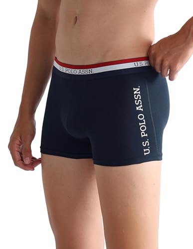 Image of U.S. Polo ASSN. Mens ET002 Anti Microbial Branded Stretch Cotton Underwear Trunk -Pack of 2