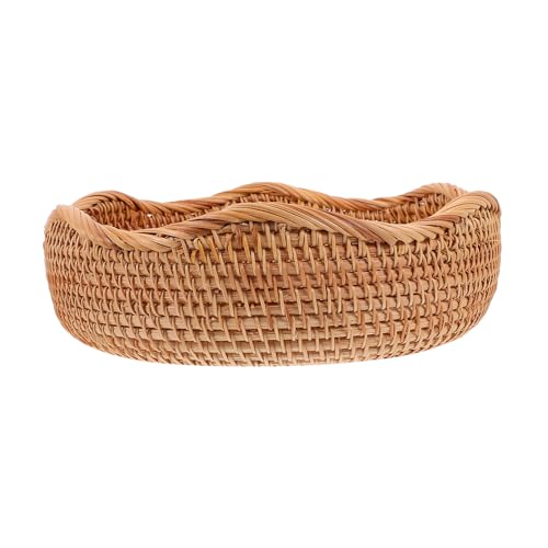 WATIIFUFU Aufbewahrungskorb aus Gewebtem Rattan Runder Brotkorb und...
