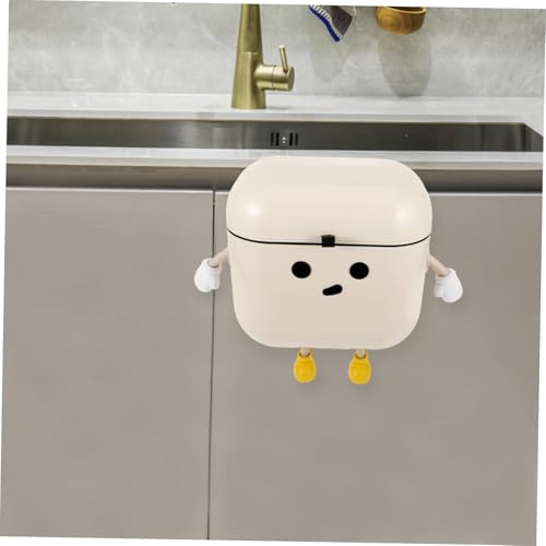Caneca de basura rectangular beige para cocina miniatura 5