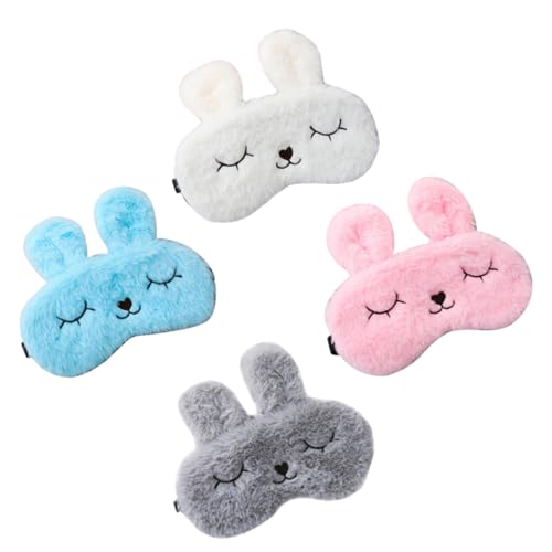 HAMPPLIES 4Piezas Máscaras de Ojos de Peluche de Dibujos Animados Cómodas y Transpirables y Aliviar Presión Colores Surtidos