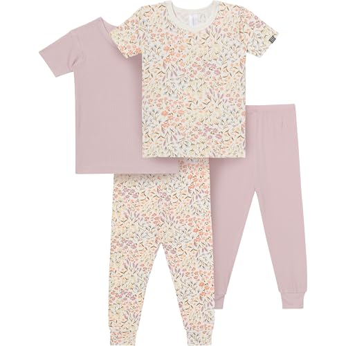 Modern Moments by Gerber Baby Unisex Viscose 4-piece Tight Fitting Pajamas Set, Floral Garden, 2T