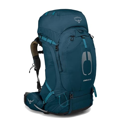 Image of Osprey Atmos AG 65L Men's Backpacking Backpack, Blue S-M