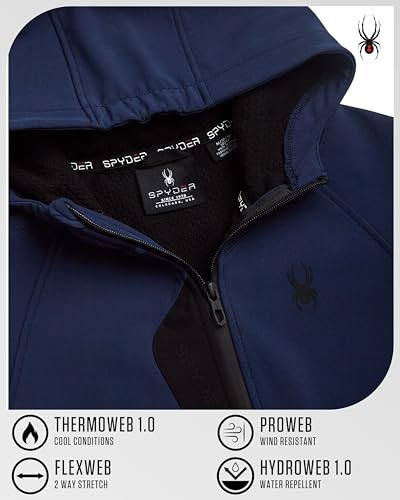 Image of Spyder Boys Softshell Jacket - Cozy Insulated Fleece Lined Softshell Winter Coat Hooded Windbreaker Jacket for Boys