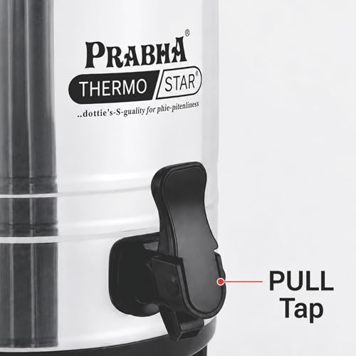 Image of Prabha Splash Travel Jug Thermo Star Premium Stainless Steel Insulated Water Jug with Pull-Tap Dispenser | Double-Walled Hot & Cold Beverage Camplite with Portable Carrying Handle (20 Liter)