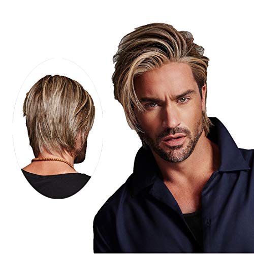Swiking Men Wig Short Blonde Brown Layered Natural Synthetic Hair Full Wigs For Male Guy Daily Party Wear #TOP7