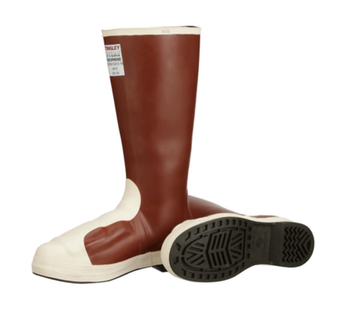Unisex Pylon Tall Rubber Boot w/Met Guard by TINGLEY – 11 Women/13 Men, Cream, Red
