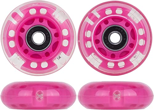 Aowesm 64Mm Light Up Inline Skate Wheels 64Mm L.e.d Glow Flash Skate Roller Blade Wheels Replacement With Bearings Abec-9 For Kids Girls Boys And Beginners (4-Pack) (Red) #TOP1