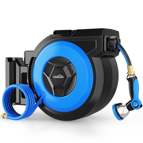 Retractable Garden Hose Reel, 5/8 Inch x 83 ft + 6 ft Heavy Duty Wall...