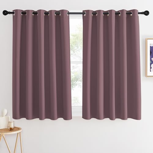 NICETOWN Blackout Curtains 54 Inches Long, Thermal Insulated Room Darkening Curtains for Bedroom, Window Treatment Drapes for Living Room Nursery (W66 x L54 Inch, Dry Rose, 1 Panel)