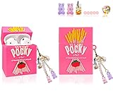 Pocky Aipord Case for 1&2, 3D Cute Cartoon Funny Soft Silicone Pink Food Biscuit Fashion Design Cove