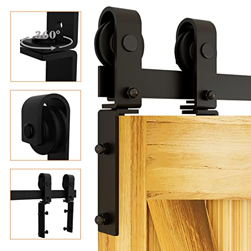 LTIYITL 150CM /5FT Bi-Folding Sliding Barn Door Hardware,Heavy Duty Roller Track Kit，Silent and Easy to Install for 4 Doors Hardware Kit,No Door Panel,Applicable to Door Openings 120-130CM Black